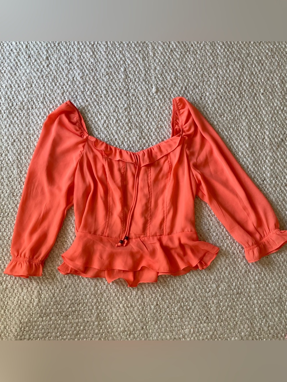Women’s Coral Peplum Blouse with Ruffle Hem